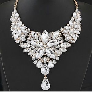 Women's Crystal Bib Statement Necklace